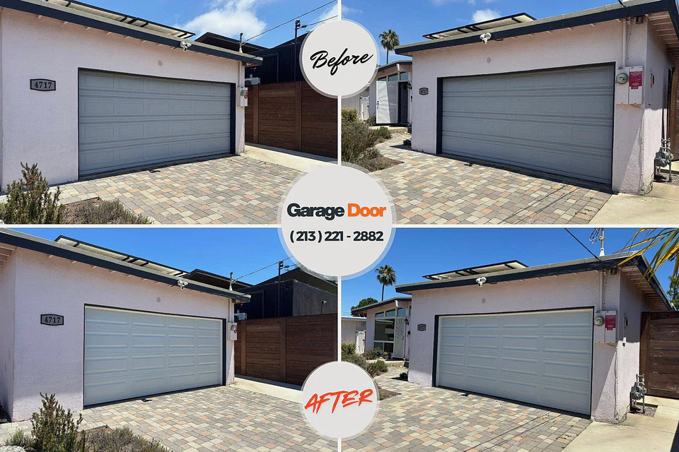 Before and after: garage door repair Raynham Center, MA